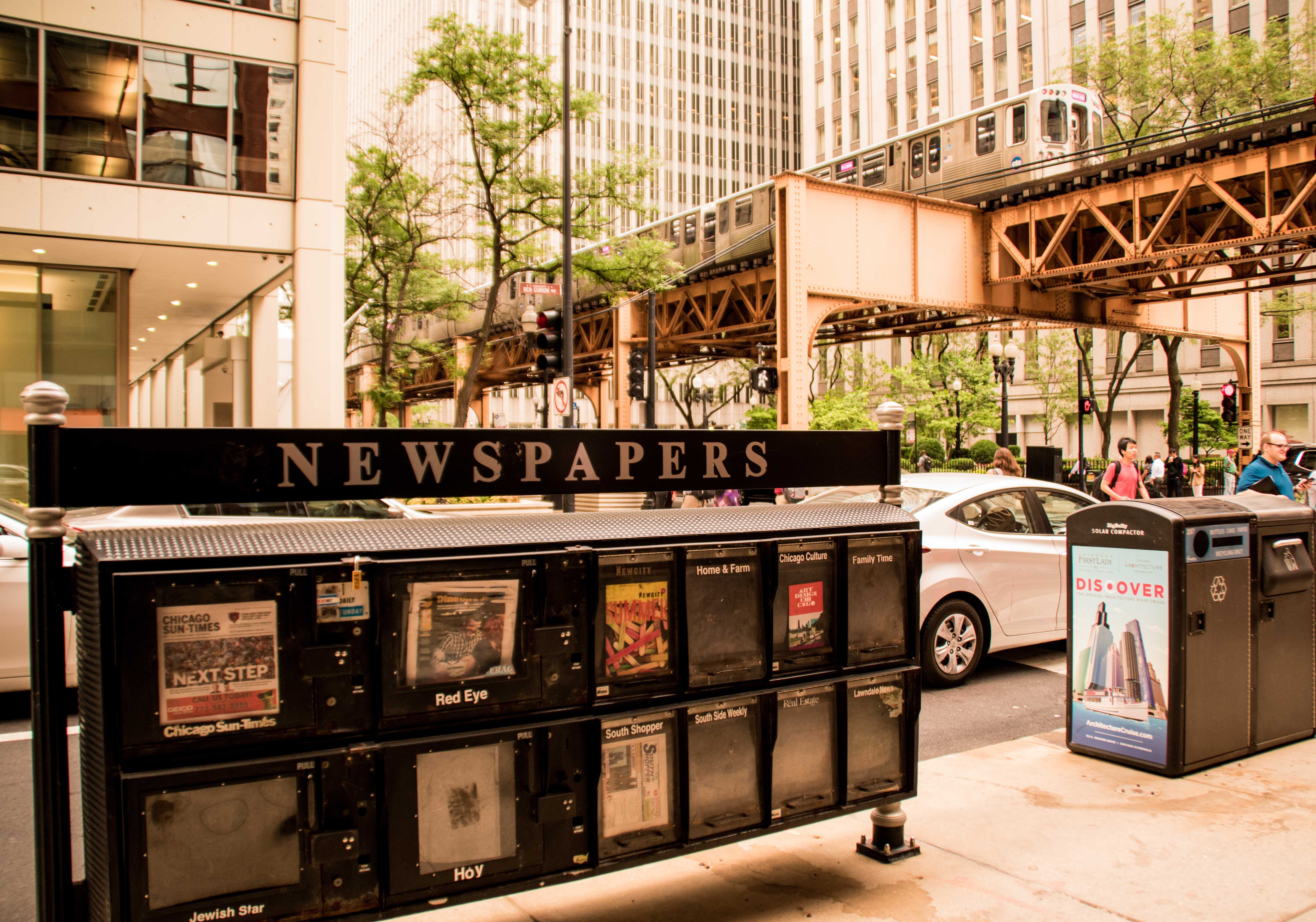 Retro news stand in Chicago